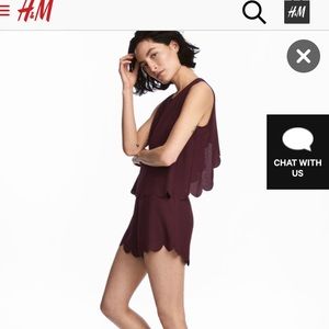 Gorgeous H&M Scalloped Romper in Wine